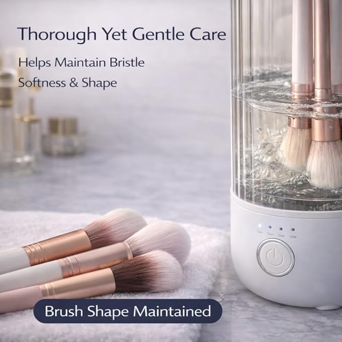 Makeup Brush Cleaner Machine, Automatic Electric Makeup Brush Cleaner with 4 Adjustable Speeds, Deep Cleaning Device, Portable USB Rechargeable