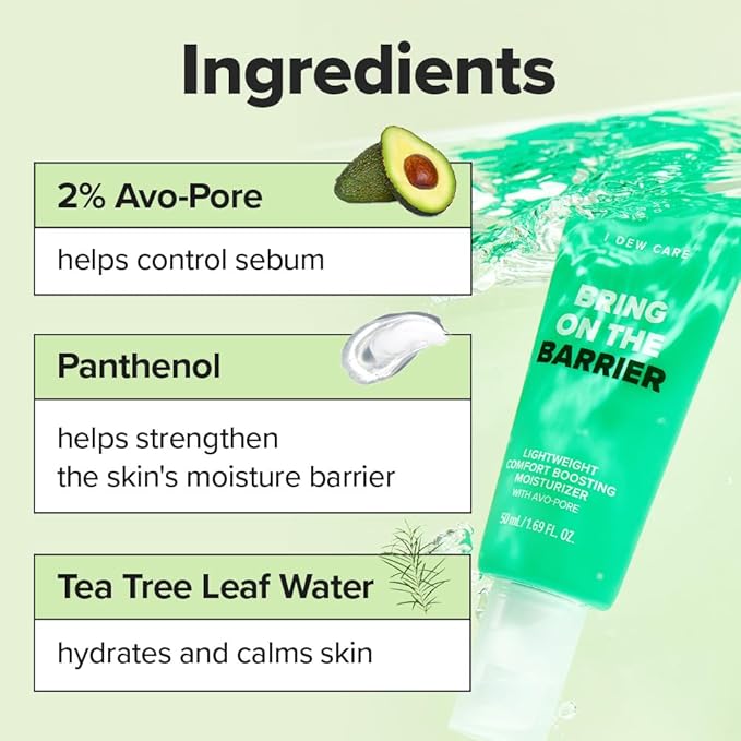 I DEW CARE Lightweight Boosting Moisturizer - Bring On The Barrier | Strengthening, Soothing for Combination Skin and Oily Skin, Balance Excess Sebum, Fast Absorption, Hydrating, 50mL