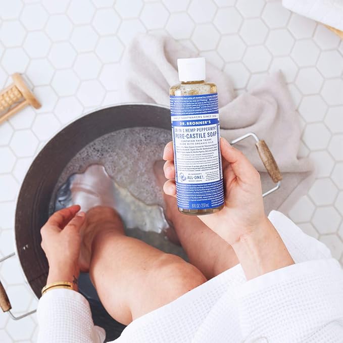 Dr. Bronner's - Pure-Castile Liquid Soap (Peppermint, 4 ounce) - Made with Organic Oils, 18-in-1 Uses: Face, Body, Hair, Laundry, Pets and Dishes, Concentrated, Vegan, Non-GMO