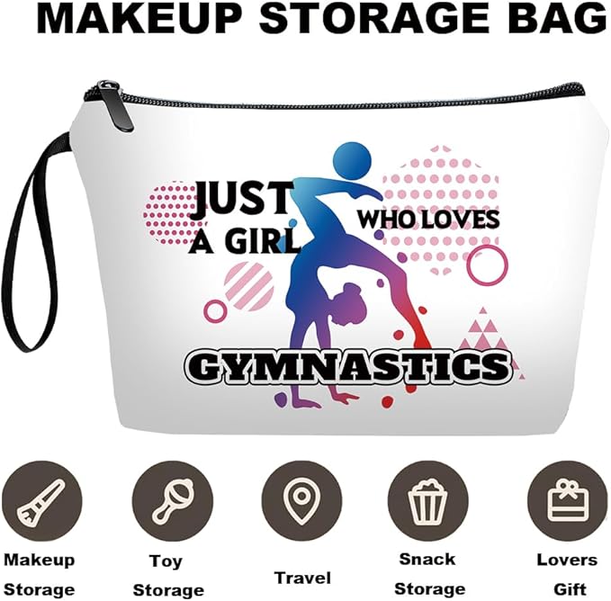 Personalized Gymnastics Makeup Bag set with Mirror for Gymnastics lovers,travel Cosmetic bag kit with10 pieces pink brush set,Birthday Gifts for Women Mom femal Friends