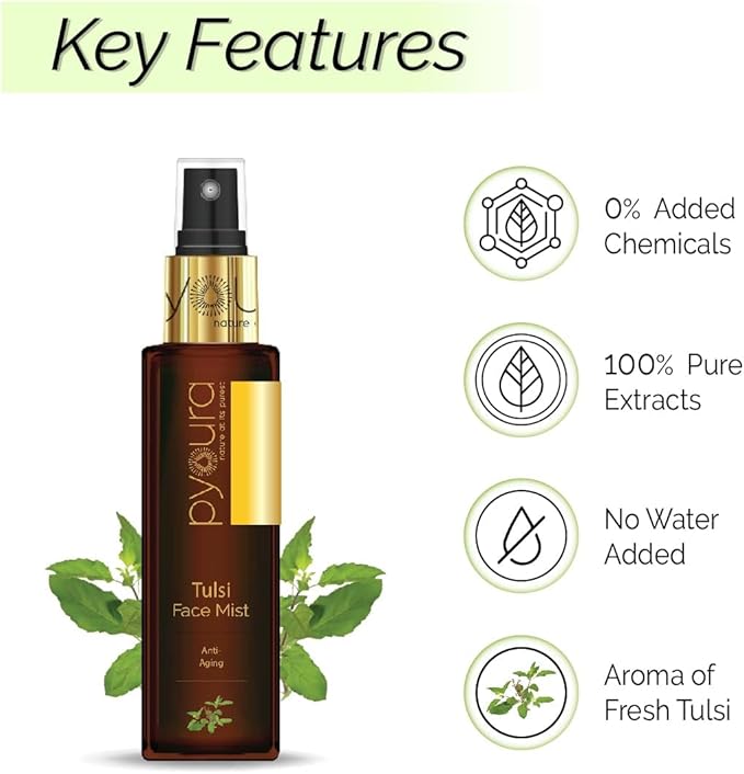Viva Tulsi Anti Wrinkle Glowing Skin Face Toner Mist 100 ml, Anti-Aging Natural Face Serum, Toner for Open Pores Tightening, Instantly Hydrates and Freshens, Toner for Dry Oily Combination Skin