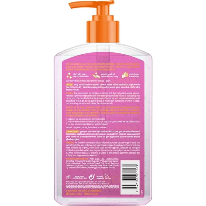 b.tan Dark Clear Self Tan Gel | Glow Your Own Way - Best Transfer Resistant, Ultra Quick Bronze, Gradual Sunless Tanning Lotion, Deep Moisturizer, No Fake Tanner Smell, 16 Fl Oz