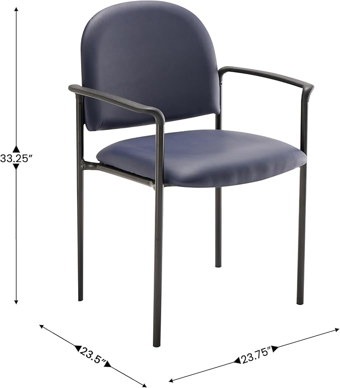 Flash Furniture Tiffany Side Reception Chair with Armrests, Stackable Vinyl Waiting Room Chair for Commercial or Residential Use, Navy