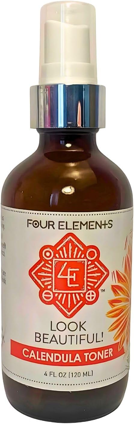 Four Elements 4E Look Beautiful! Calendula Toner, 4 FL OZ - 1st Place Winner in The Luscious Cream and Lotions Category at The International Herb Symposium Product Contest 2023