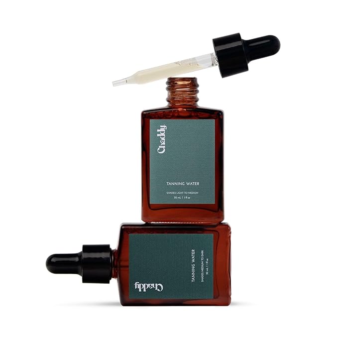 Chaddy Tanning Water - Natural Self Tanner for Face | Fast-Drying, Long-Lasting, Hydrating, Vegan, Cruelty-Free, & Safe for Sensitive Skin (Multi-Shade Duo Pack)