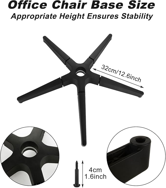 Office Chair Base Replacement Parts Heavy Duty, Bear Capacity 2200 lbs, 28 Inch Desk Chair Base Replacement Metal, Universal Caster and Gas Cylinder Size