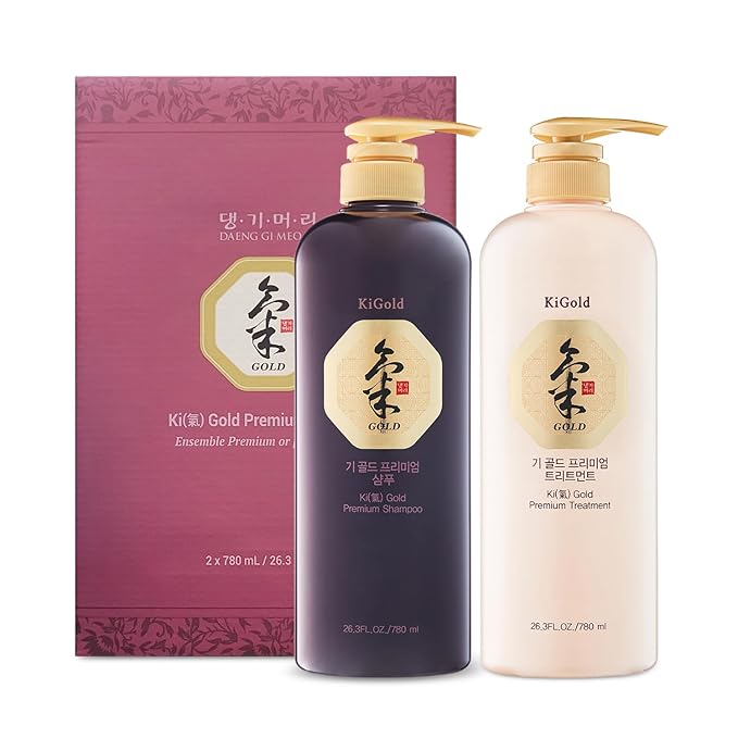 Daeng Gi Meo Ri - Ki Gold Premium Shampoo and Treatment Set, Promotes Healthy Hair Growth, Scalp Stimulant, Prevents Hair Loss, 26.3 FL OZ Each