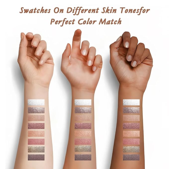 Baked Shimmer Makeup Palette, 8-Color Neutral Champagne Rose Gold Eyeshadow & Highlight Palette – High Pigment Soft Glow, No Fallout, Long-Lasting Eye Makeup for Everyday & Glam Looks 1#