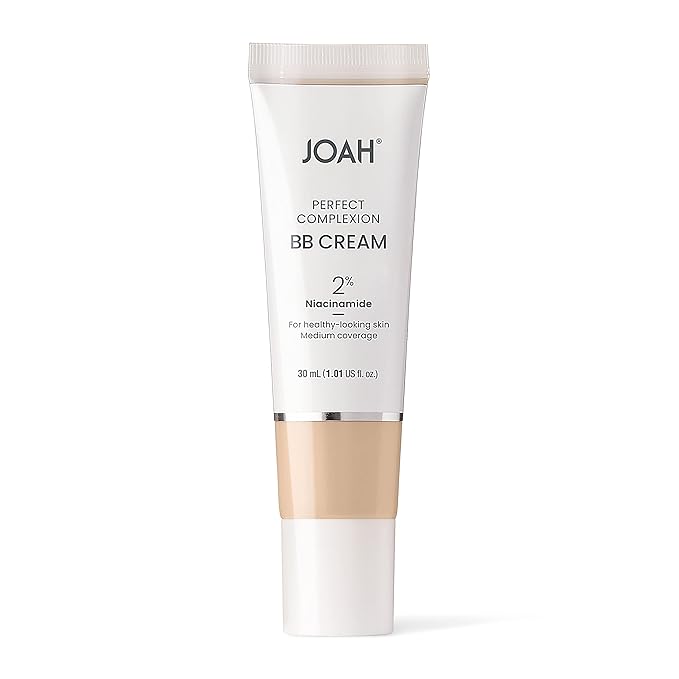 JOAH Beauty Perfect Complexion BB Cream with Hyaluronic Acid and Niaciminade, Korean Makeup with Medium Buildable Coverage, Evens Skin Tone, Lightweight, Semi Matte Finish, Fair with Warm Undertones