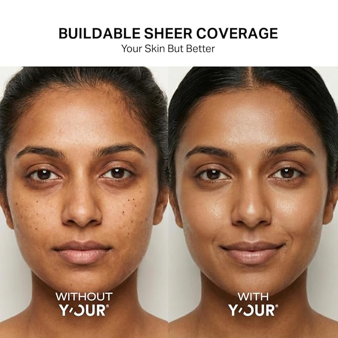 Y’OUR Tinted Moisturizer: Hydrating & Anti-Aging SPF 30 with Dewy Finish; Sheer Buildable Coverage; Oil-Free for Dry, Oily & Combo Skin; 1.35 fl. oz, Made in USA (Medium)