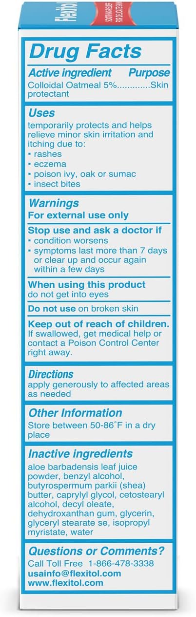 Flexitol Face and Eyelid Eczema Cream for Sensitive Skin, 5% Colloidal Oatmeal, Soothing Eye Treatment for Eczema and Dermatitis, Hydrating Non-Greasy Ointment for Dry, Itchy Skin, 1.4 oz