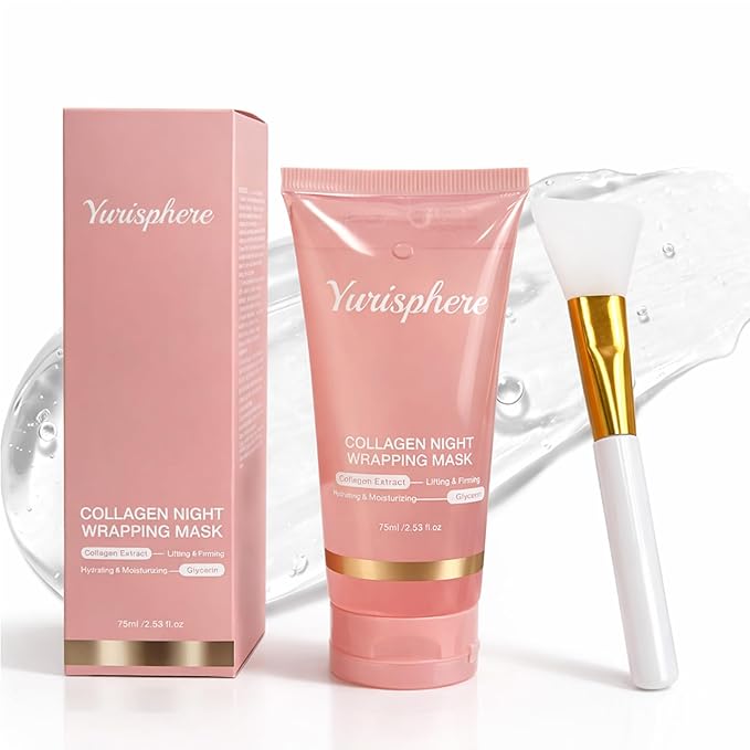 Collagen Overnight Peel Off Face Mask - Real Collagen Wrapping Mask for Glass Skin - Deep Hydration, Elasticity & Pore Care - Skincare for Glowing, Firming & Moisturizing 1P