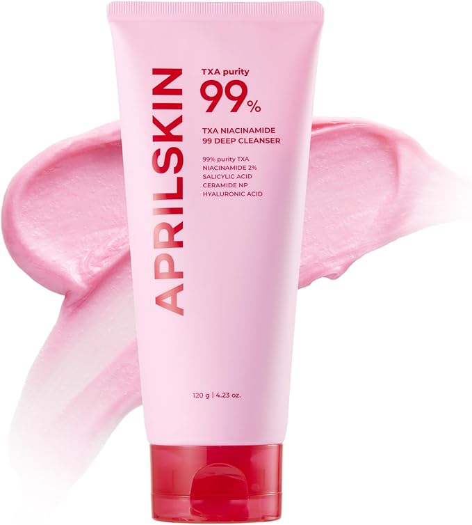 APRILSKIN TXA Affordable Daily Skincare set: TXA Niacinamide 99 Pore Care Pink Bubble Gum Deep Cleanser and TXA Niacinamide 99 Pink Milky Toner