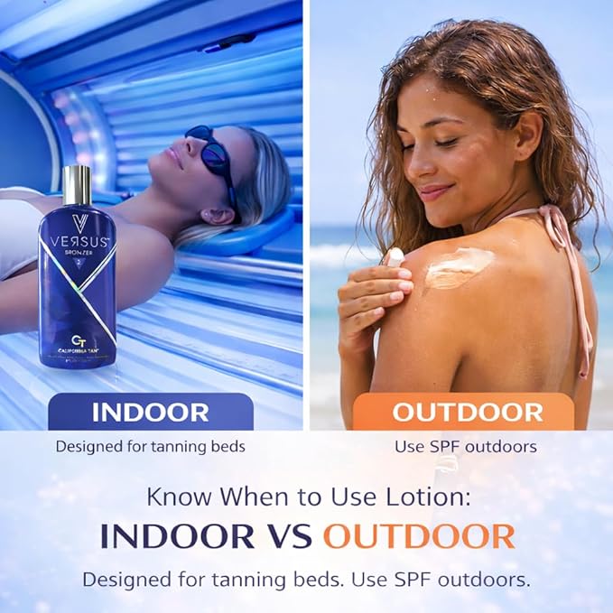 Versus Bronzer Step 2 DHA Indoor Tanning Bed Lotion, Outdoor UV Sun Tan Instant & Delayed Dark Bronzing Cream, Skin Hydrating & Antioxidant Formula, 8 fl oz