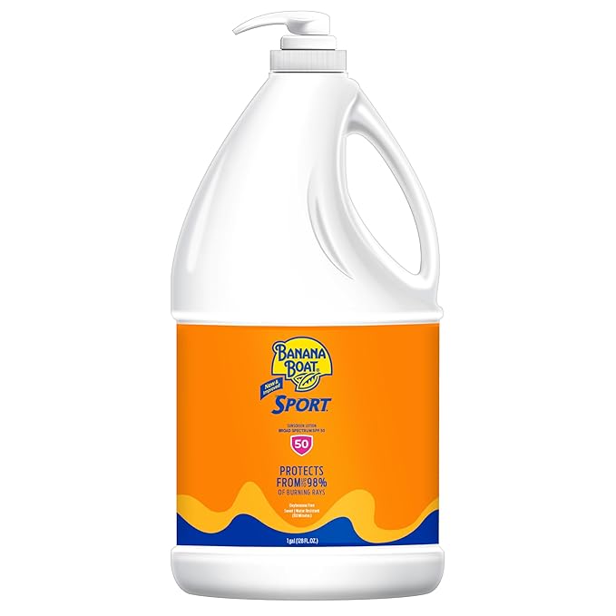 Banana Boat Sport Ultra SPF 50 Sunscreen Lotion, 128Fl Oz | Banana Boat Sunscreen SPF 50 Lotion, Oxybenzone Free, 128Fl Oz (Pack of 1)