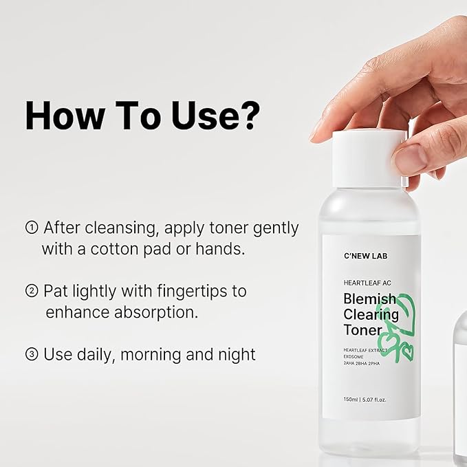 C’New LAB Heartleaf AC Blemish Clearing Toner 150ml (5.07 fl.oz.) | Sebum & Acne Control, Pore Tightening, Skin Balancing Toner | Heartleaf Extract, Heartleaf Exosome, PHA, Korean Facial Toner