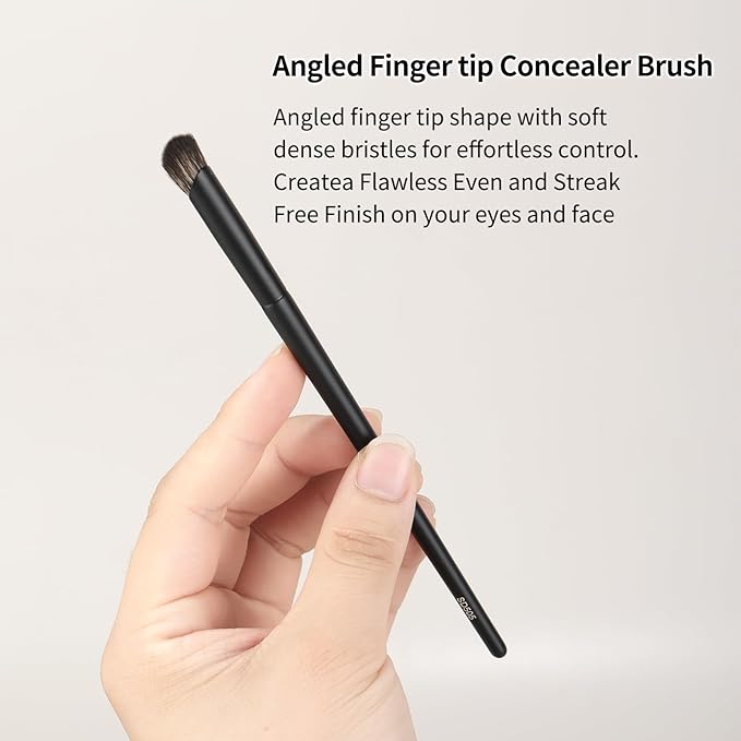 MSQ Concealer Brush Angled Top Concealer Makeup Brush Under Eye Mini Angled Brush Nose Contour Brush Small Makeup Foundation Brushes for Concealer Powder Liquid Makeup (Black)