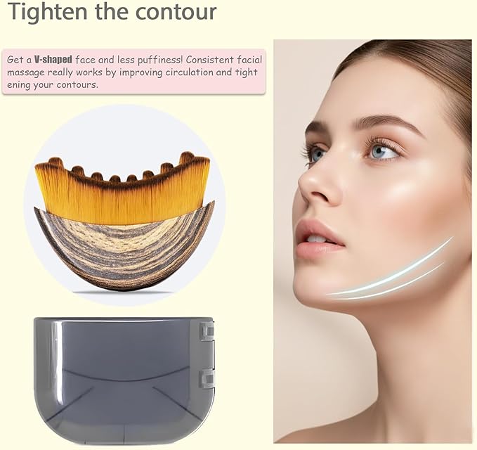 Lymphatic Drainage Face Brush - for Facial Sculpting, Jawline Definition & Dry Brushing. Ergonomic Design for Precise Contouring （1pcs）