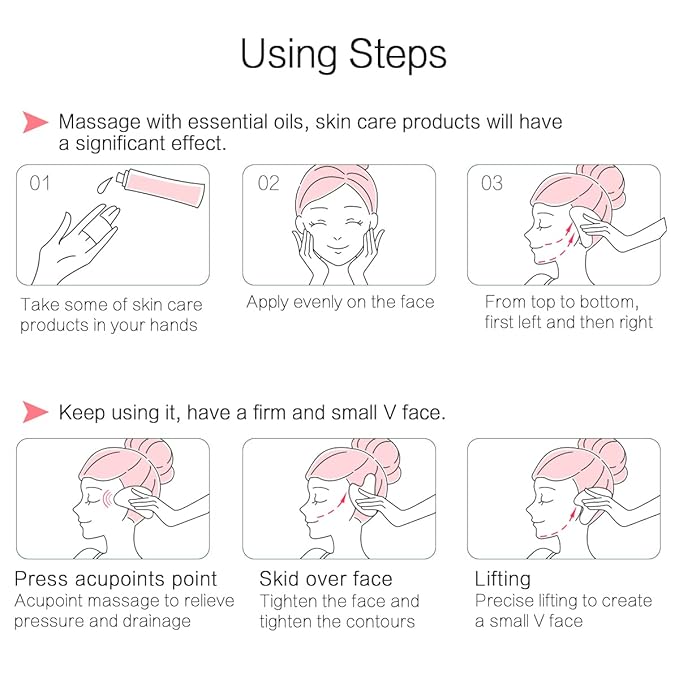 Gua Sha Facial Tools, Rose Quartz GuaSha Stone Massage Tool for Face (Rose)