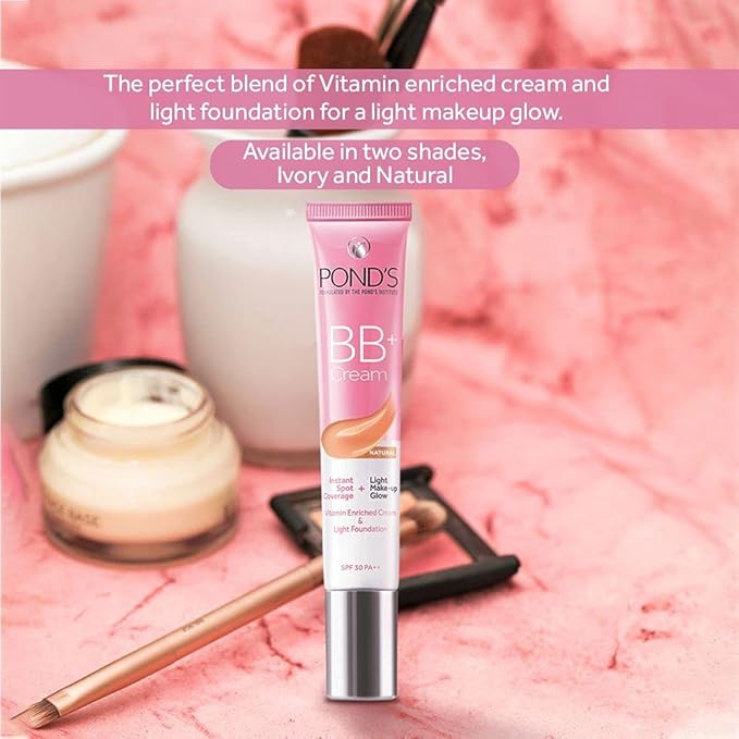 POND’S BB+ Cream Natural Shade, Light Coverage with SPF 30 PA++, 18 g (0.63 oz)