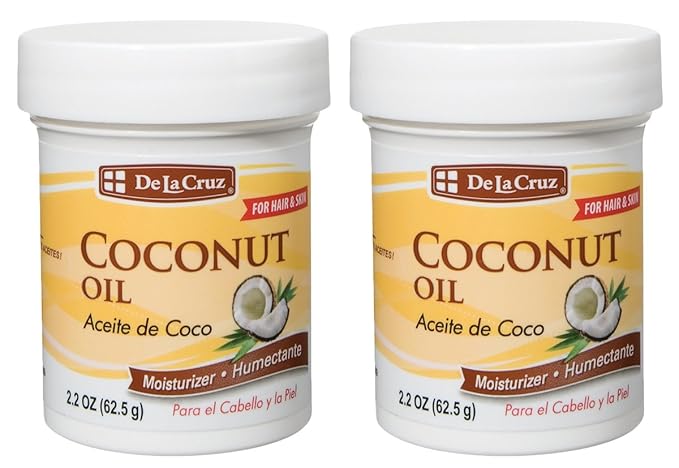 De La Cruz Coconut Oil - Expeller Pressed Coconut Oil for Skin and Hair - Natural Moisturizer for Skin and Hair - 2.2oz (2 Jars)