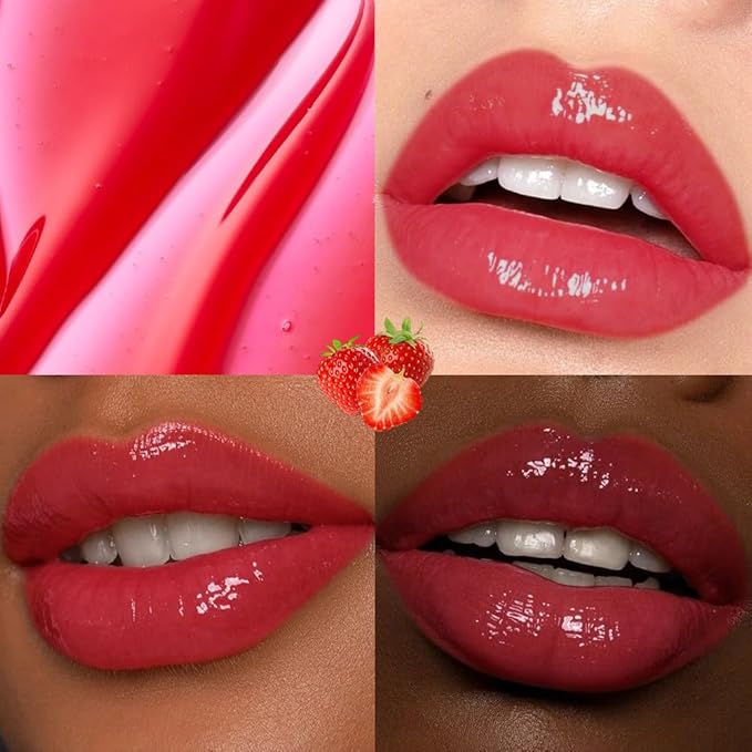 evpct Nourishing Moisturizing Tinted Lip Balm for A Sheer Tint of Color, Softens Smooths Hydrates Moisturizes Lightweight, Lip Care Gloss Plumper Stain for Women Dry & Chapped Lips, 01# STRAWBERRY