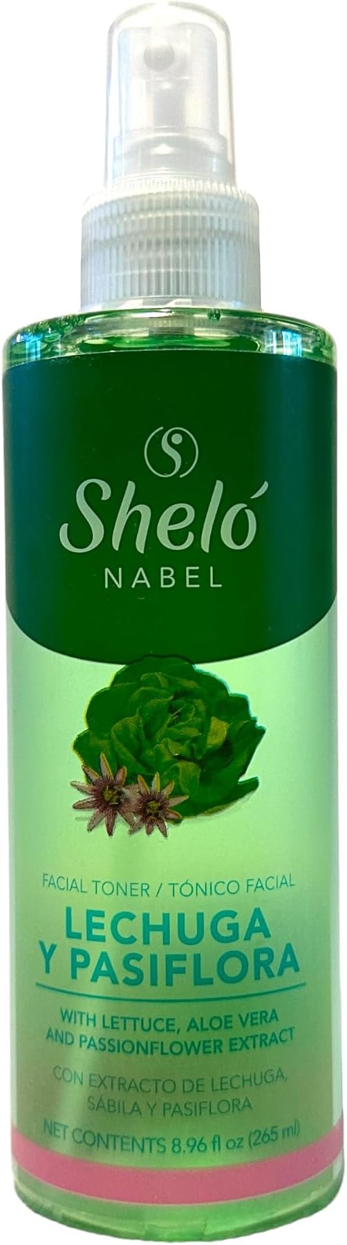 Sheló NABEL Facial Toner Lettuce, Aloe Vera & Passionflower Extract, 8.96 fl oz, Green/Brown