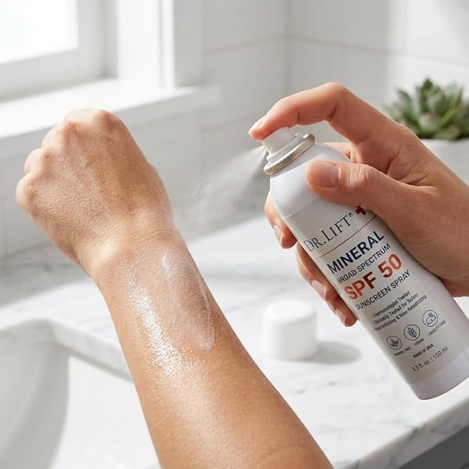 Mineral Sunscreen Spray SPF 50, Broad Spectrum UVA/UVB Protection, Lightweight Non-Greasy Face & Body Sunscreen with Zinc Oxide & Titanium Dioxide, Botanical Oils & Vitamin E 3.3 oz