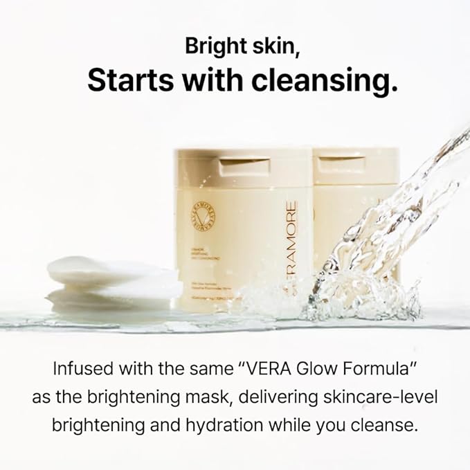 Veramore Rice & Vitamin Glow Cleansing Pads – Dual-Sided Brightening & Hydrating Toner Pads with Mushroom Extract & Hyaluronic Acid, Niacinamide | Gentle Exfoliating K-Beauty, 70 Count (5.07 fl oz)