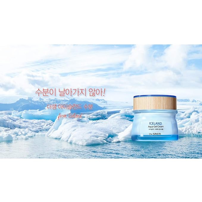 THESAEM Iceland Aqua Gel Cream 2.7 fl.oz. - Intensive Hydrating Face Moisturizer with Icelandic Mineral Water, Kelp & Deep Sea Marine Ingredients - Lightweight Gel Cream for Dry Sensitive Skin