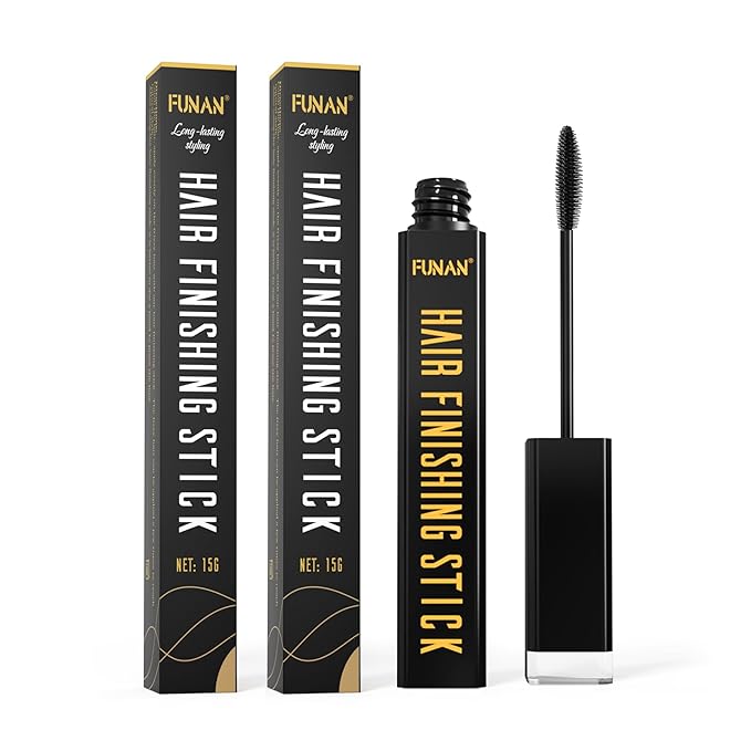 FUNAN Hair Finishing Stick, Flyaway Feel Stick Hair, Small Broken Hairs Finishing Cream, Non-Greasy and Non-Sticky Black（Pack of 2）