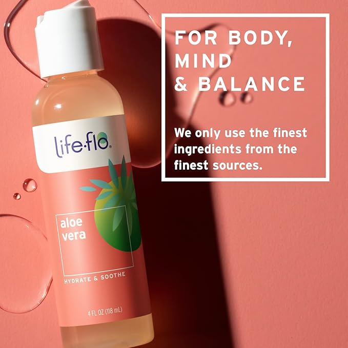 LIFE-FLO Aloe Vera, Soothing Moisture for Dry Skin Care, Calms Redness, Conditions & Hydrates Skin with Organic Aloe Vera Juice, No Synthetic Thickeners or Fillers, 4 FL OZ
