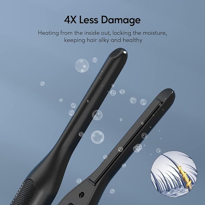Terviiix Pencil Flat Iron for Edges & Short Hair, 3/10 Inch Small Hair Straightener for Men, Ceramic Mini Flat Iron for Pixie & Beard, 15s Fast Heat up, Dual Voltage, Auto Shut Off