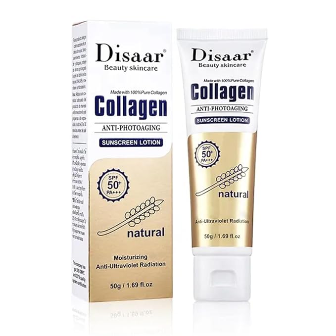 DISAAR BEAUTY Pure Collagen Anti-Aging Sunscreen Lotion SPF 50+ PA+++ Natural Moisturizing UV Protection 50g / 1.69fl.oz
