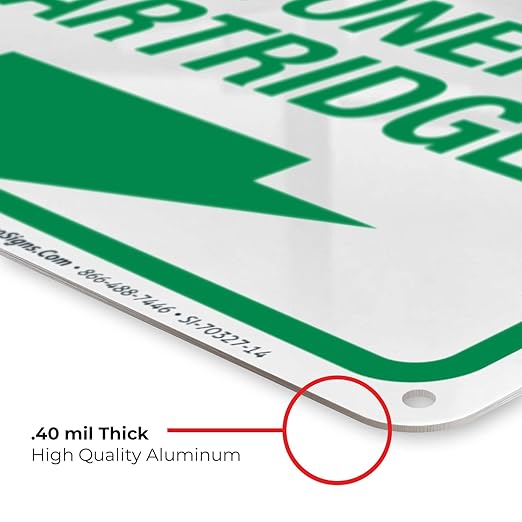 Recycle Toner Cartridges Sign, 10x14 Inches, Rust Free .040 Aluminum, Fade Resistant, Made in USA