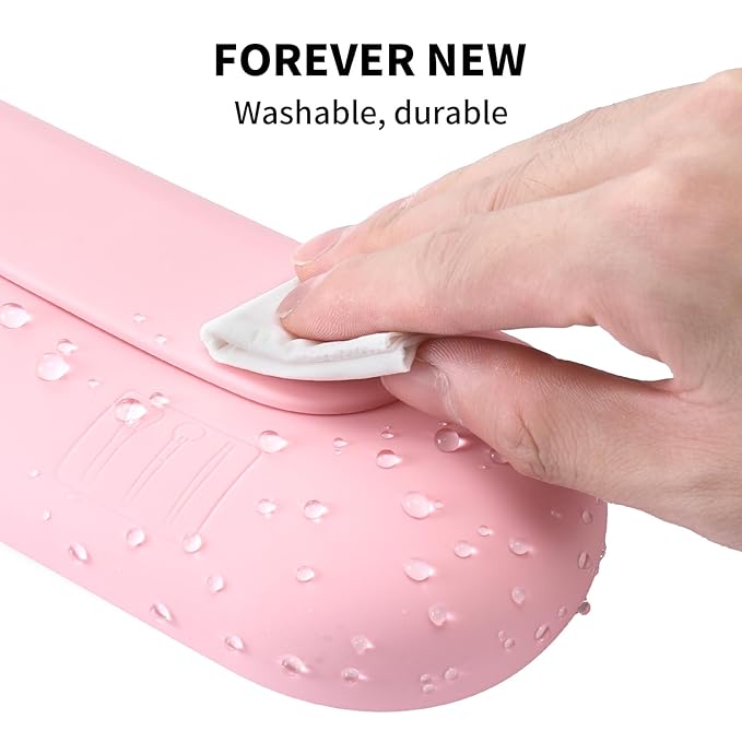 2 IN 1 Silicone Makeup Brush Holder with Beauty Make Up Sponge Holder Case：Soft Portable Cosmetic Face Brushes Holder with Upgrade Anti-Fall Out Magnetic Closure - Pink NEW