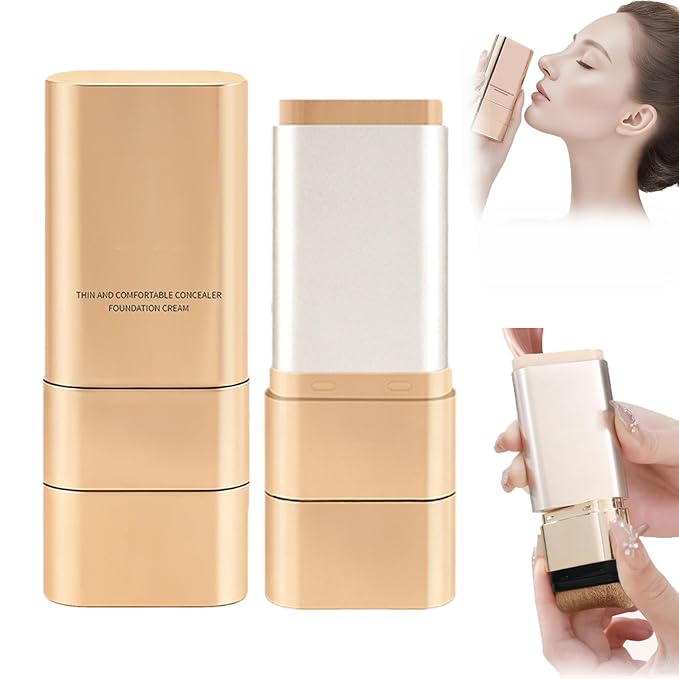 Luminous Dual-Ended Concealer Foundation Stick, Foundation Stick Korean 3 in 1, Multi-use Double Head Foundations Make up Sticks, Sweat-Proof for All Skin Types (#02 Natural Color)