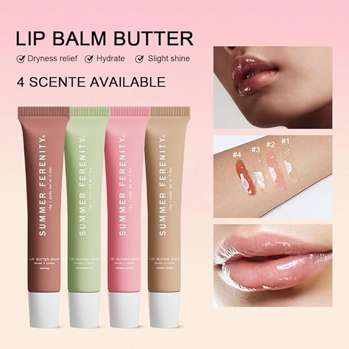 Summer Lip Butter Balm - Conditioning Lip Mask,Ultra-Hydrating,Instant Moisture, Shine,Hydration - Sheer-Tinted,Soothing Lip Care - Vanilla (0.5 Oz)