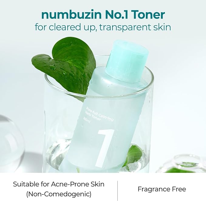 numbuzin No.1 Acne & Sebum Control Set | Calming Herb Toner + B5 Soothing Cream for Redness and Breakouts