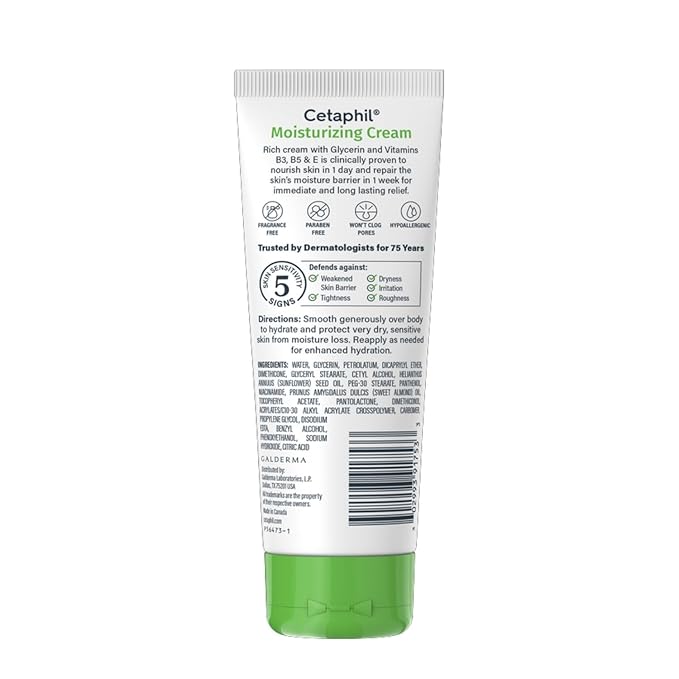 Cetaphil Moisturizing Cream, Fragrance-Free, 3 Ounces each (Value Pack of 5)