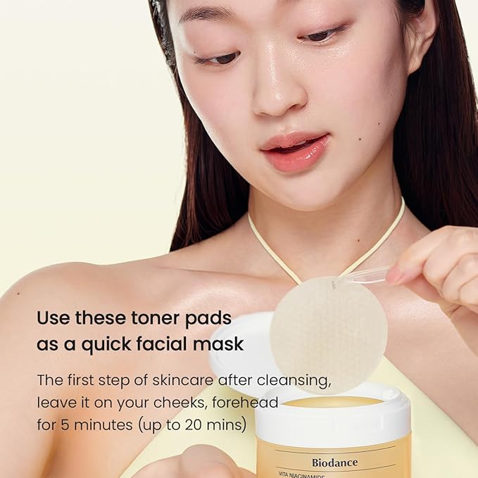 Biodance Vita Niacinamide Gel Toner Pads, Dark Spot Corrector, Evening Skin Tone, Gentle Exfoliating Toner Pads with Vitamin C, Pre-Soaked Pads, Korean Skin Careㅣ4.93 fl.oz.(140g)*60Pads