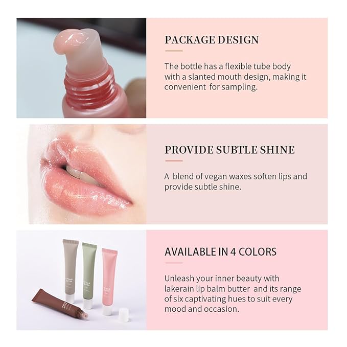 4 Flavors Lip Glossy Butter Balm Lip Tint Hydrating Lip Gloss Ultra-Hydrating & Nourishing Lip Care with Natural Ingredients (02# Mint)