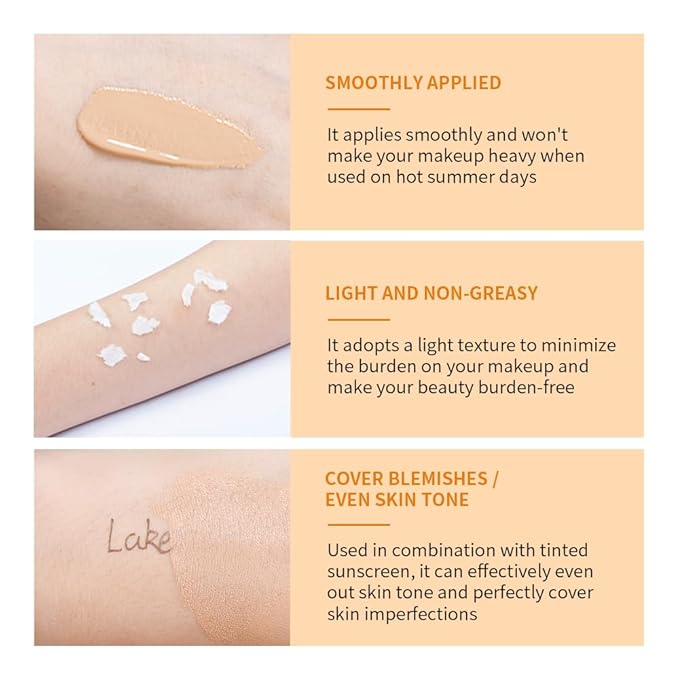 Colored Vitamin C Sunscreen 1.4 fl oz, Broad Spectrum SPF 50, Lightweight Face Lotion for Daily Use, Protection Against UVA/UVB Rays, Non-Greasy Formula