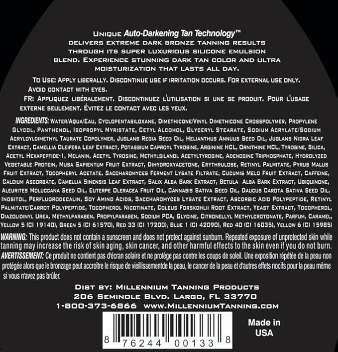 Millennium Tanning Paint It Black 50X - Extreme Dark Tanning Lotion Bronzer Accelerator for Indoor Tanning Beds & Outdoor Sun Tan, 13.5 Ounces (Pack of 2)
