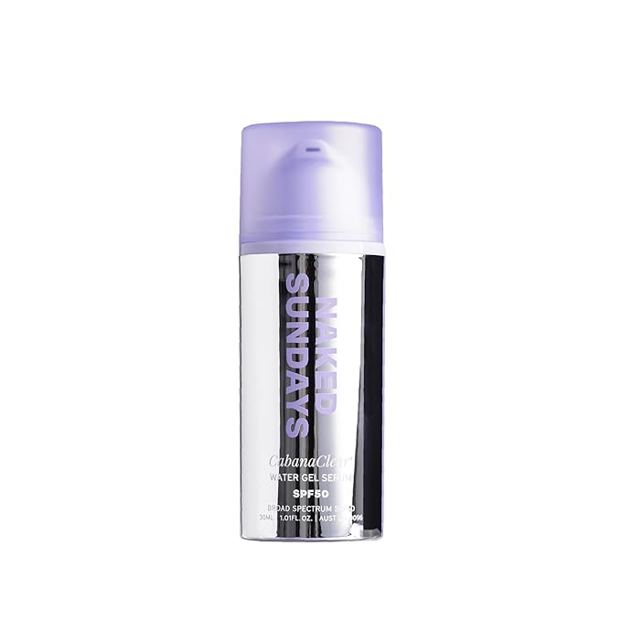 Naked Sundays CabanaClear Facial Suncreen Serum - SPF 50 Invisible Water Gel for Sensitive Skin, Lightweight, Fragrance-Free, Daily Face Sunscreen, 30ml
