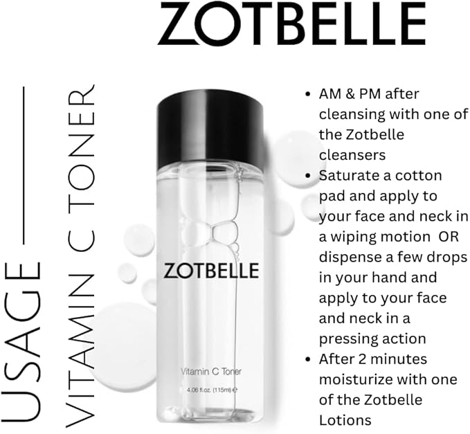 ZOTBELLE Vitamin C Toner Helps to Keep The Skin Looking Youthful, Shields from Sun Damage and minimizes The Appearance of Wrinkles, Dark Spots and Acne.