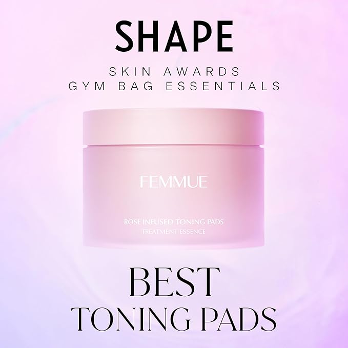 FEMMUE Rose Infused Face Toning Pads (60 Pack) | Daily Exfoliating Toner Cotton Rounds with Rose Water | Korean Skin Care