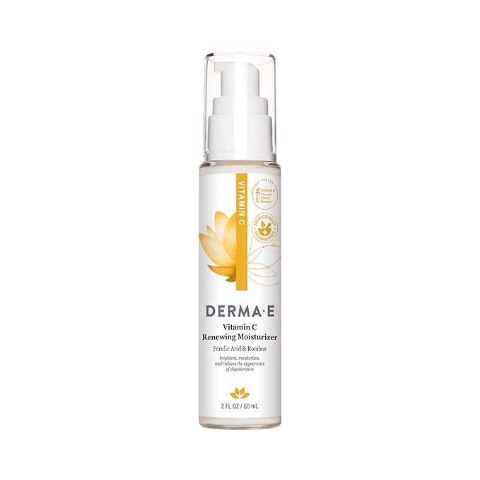 Derma E Vitamin C Renewing Face Moisturizer, 2 Oz, Brightening and Hydrating Facial Skin Renewing Cream, Anti-Aging Wrinkle Cream for Women, Day and Night Moisturizer for Face