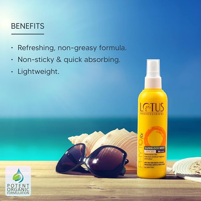 PHYT0-RX Sunblock Mist Spray, SPF 50 PA+++, Non-Greasy Sunscreen, 100ml