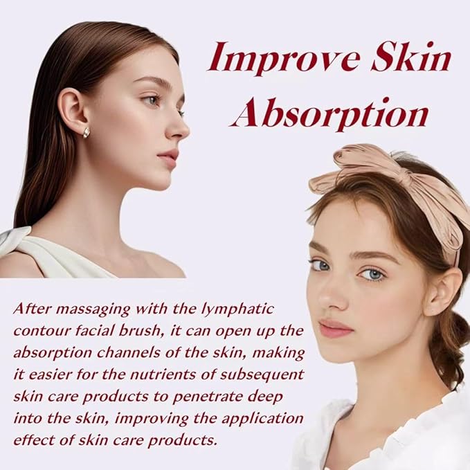 Lymphatic Contour Face Brush - Lymphatic Drainage Massager for Face Lifting, Jawline Sculpting & Anti-Puffiness - Ultra-Soft Dry Brushing Facial Tool with Travel Case (2pcs)
